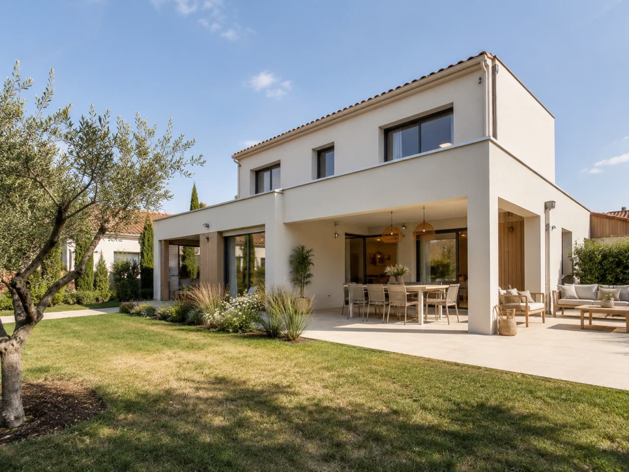 Maison contemporaine avec jardin